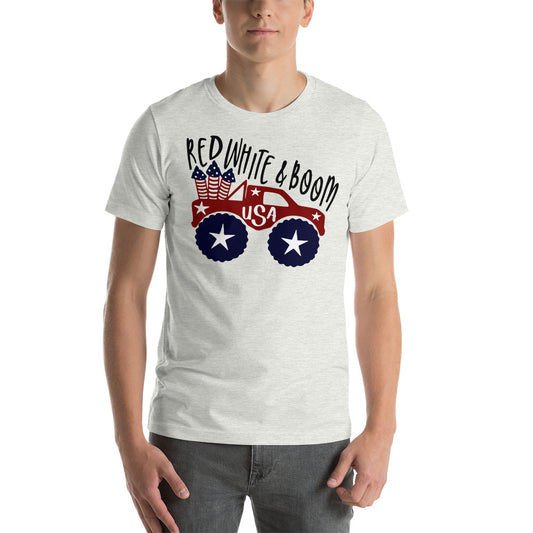 Short-Sleeve Patriotic T-Shirt,4th of July Shirt, Unisex Shirt for 4th of July,Red White & Boom Shirt,Memorial Day T-Shirt - TCTCrafts