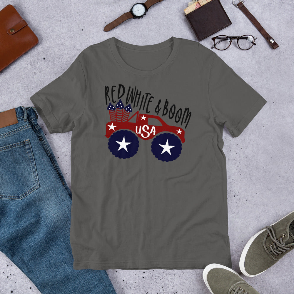 Short-Sleeve Patriotic T-Shirt,4th of July Shirt, Unisex Shirt for 4th of July,Red White & Boom Shirt,Memorial Day T-Shirt - TCTCrafts