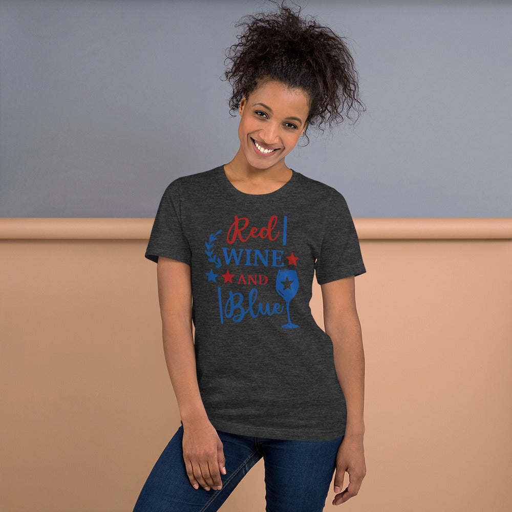 Short-Sleeve Shirt, Patriotic T-Shirt,Wine Shirt,Patriotic 4th of July Women's Shirt, Red Wine and Blue Shirt,Memorial Day Shirt - TCTCrafts
