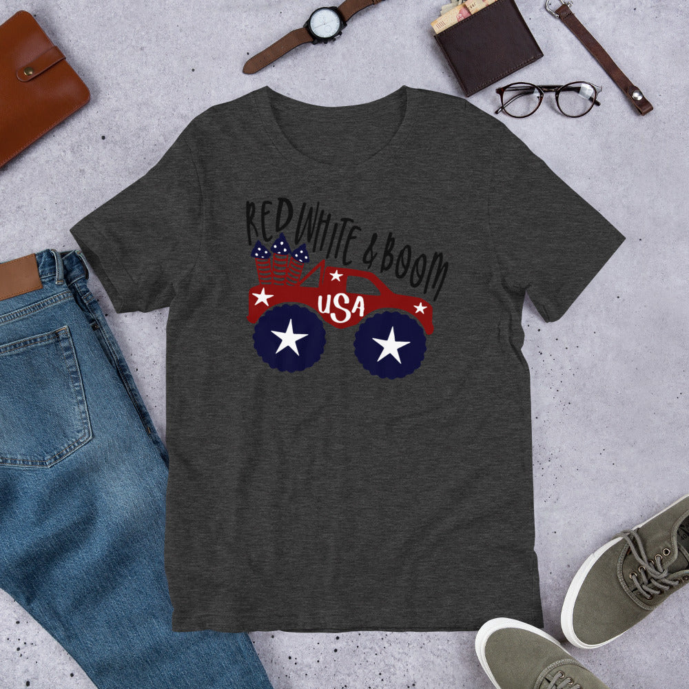 Short-Sleeve Patriotic T-Shirt,4th of July Shirt, Unisex Shirt for 4th of July,Red White & Boom Shirt,Memorial Day T-Shirt - TCTCrafts