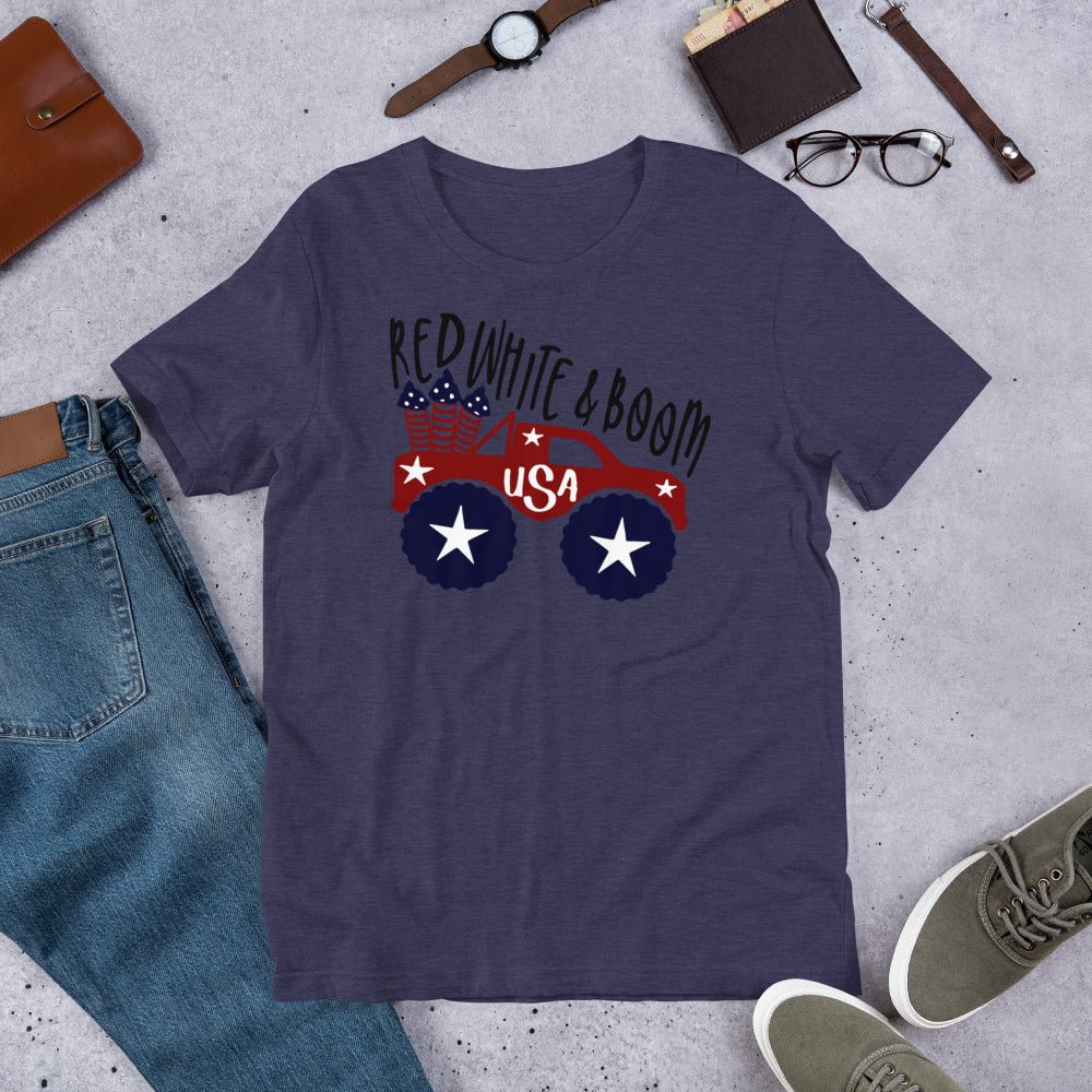 Short-Sleeve Patriotic T-Shirt,4th of July Shirt, Unisex Shirt for 4th of July,Red White & Boom Shirt,Memorial Day T-Shirt - TCTCrafts