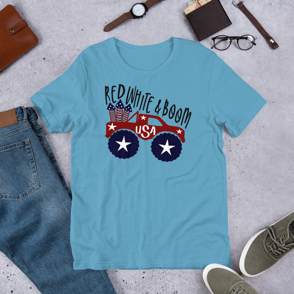 Short-Sleeve Patriotic T-Shirt,4th of July Shirt, Unisex Shirt for 4th of July,Red White & Boom Shirt,Memorial Day T-Shirt - TCTCrafts