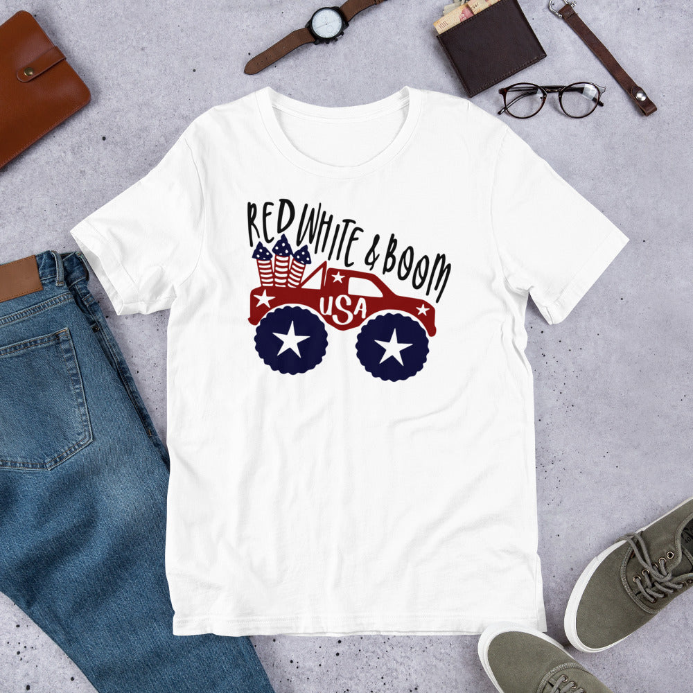 Short-Sleeve Patriotic T-Shirt,4th of July Shirt, Unisex Shirt for 4th of July,Red White & Boom Shirt,Memorial Day T-Shirt - TCTCrafts