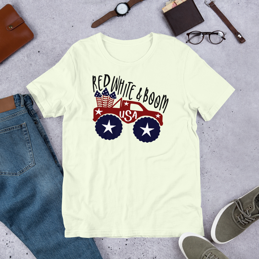 Short-Sleeve Patriotic T-Shirt,4th of July Shirt, Unisex Shirt for 4th of July,Red White & Boom Shirt,Memorial Day T-Shirt Printful