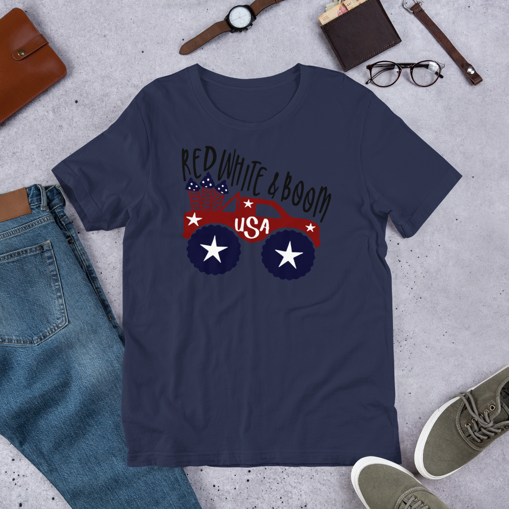 Short-Sleeve Patriotic T-Shirt,4th of July Shirt, Unisex Shirt for 4th of July,Red White & Boom Shirt,Memorial Day T-Shirt Printful