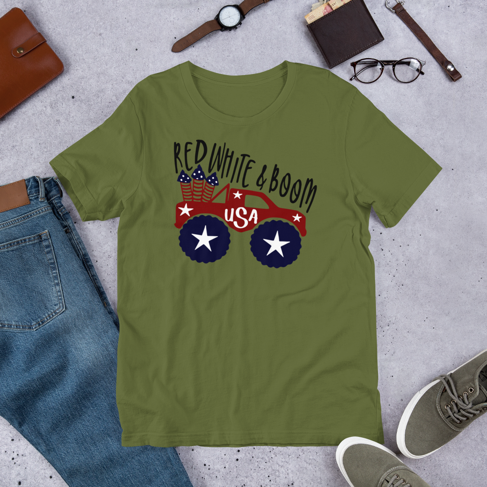 Short-Sleeve Patriotic T-Shirt,4th of July Shirt, Unisex Shirt for 4th of July,Red White & Boom Shirt,Memorial Day T-Shirt Printful