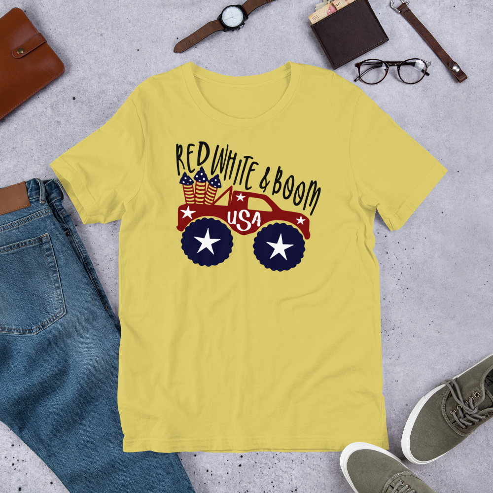 Short-Sleeve Patriotic T-Shirt,4th of July Shirt, Unisex Shirt for 4th of July,Red White & Boom Shirt,Memorial Day T-Shirt Printful