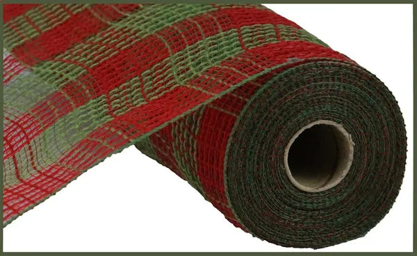 Red Green Christmas Check Mesh 10.25 Inch x 10 Yard Faux Jute Deco Mesh-RY832058 Craig Bachman