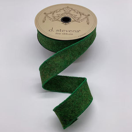 D Stevens Heathered Felt Wired Ribbon Green Brown 1.5 Inch-09-5075 D.Stevens