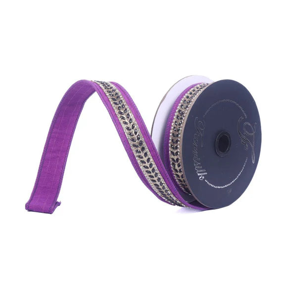 Farrisilk Glamourween Purple Wired Ribbon 1 Inch 5 Yards-HR062-27 Farrisilk