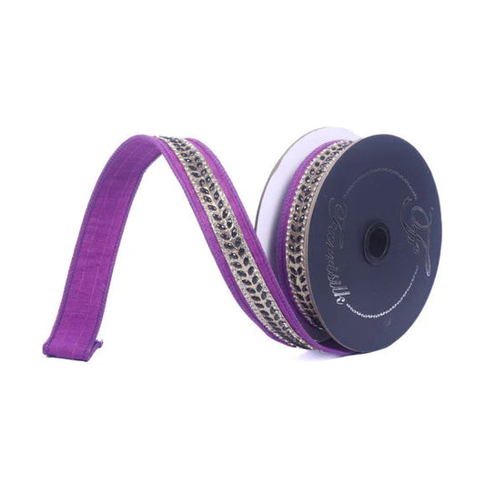 Farrisilk Glamourween Purple Wired Ribbon 1 Inch 5 Yards-HR062-27 Farrisilk