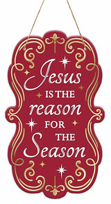 Jesus Is the Reason for the Season Sign | Embossed Tin Christmas Decor | 11.5" Sign Craig Bachman