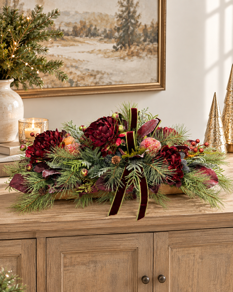 Williamsburg Burgundy Peony Christmas Centerpiece - 2194 TCT Crafts Designs & Decor