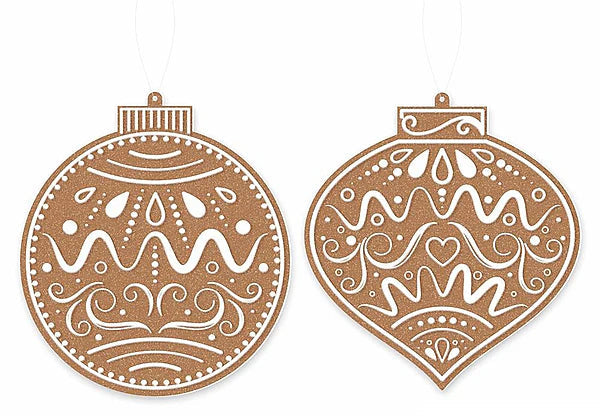 Glitter Gingerbread Ornament Set | Double Sided PVC Christmas Decor | Set of 2-XJ005977 Craig Bachman