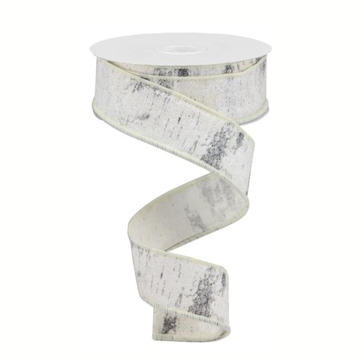 Glitter Birch Bark Ribbon | 1.5"x10yd Wired Cotton Ribbon for Rustic Winter Decor-RGA15661R Craig Bachman