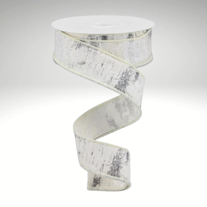 Glitter Birch Bark Ribbon | 1.5"x10yd Wired Cotton Ribbon for Rustic Winter Decor-RGA15661R Craig Bachman