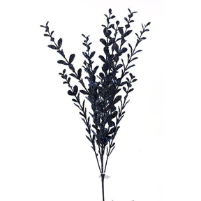 22" Midnight Blue Glitter Boxwood Spray: Elegant Home & Holiday Decor Accent-(106295) Direct Export