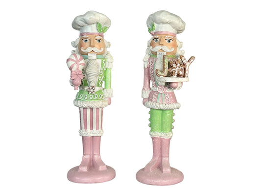 Festive 11.5" Resin Pastel Candy Nutcracker Set in Pink & Mint - Christmas Home Decor (Set of 2)-MTX68367 Regency