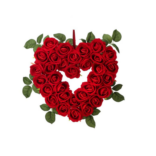 5" Velvet Rose Heart Wreath – Valentine’s Day & Wedding Door Decor-MTX77052 Regency