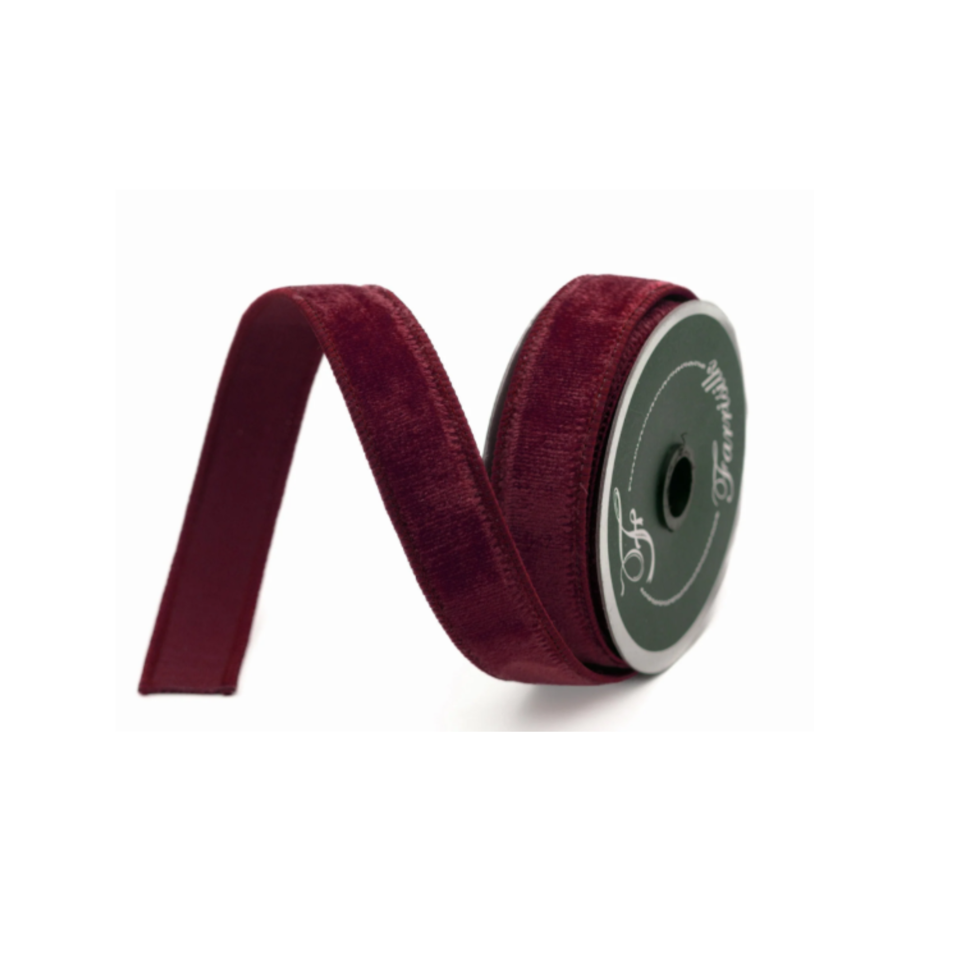 Luxurious Farrisilk 1" x 10 yd Burgundy Velvet Wired Ribbon | Premium Holiday Craft Supply-RG008-11 Farrisilk