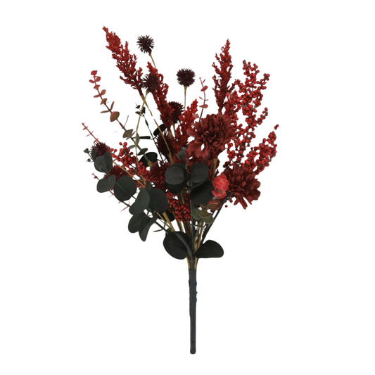 19" Artificial Red Fall Mum and Berry Bush – Autumn Floral Pick-65175-RD Golden Bell