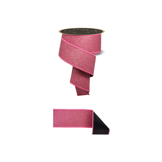D’Lux 2.5" Fuchsia/Pink Glitter Wired Ribbon – Fine Sparkle Fused Fabric Ribbon for Christmas-LX309883 Craig Bachman