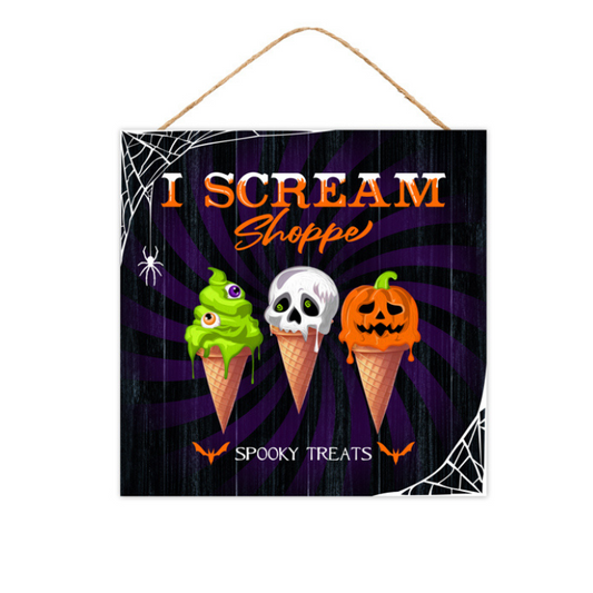 I Scream Shoppe Halloween Sign – 10" Square MDF Wall Decor-AP7404 Craig Bachman