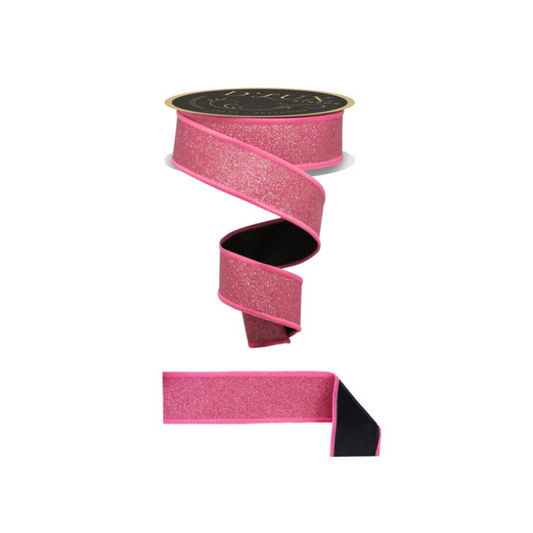 D’Lux 1.5" Fuchsia/Pink Glitter Wired Ribbon – Fine Sparkle Fused Fabric Ribbon for Christmas-LX309783 Craig Bachman
