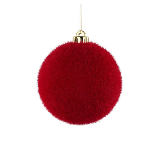 120MM Red Flocked Glitter Ornament | Shatterproof Velvet Ball Ornament-XH950924 Craig Bachman