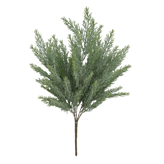 21" Iced Glitter Cedar Bush – 5-Stem Faux Greenery for Holiday Decor-84351 Golden Bell