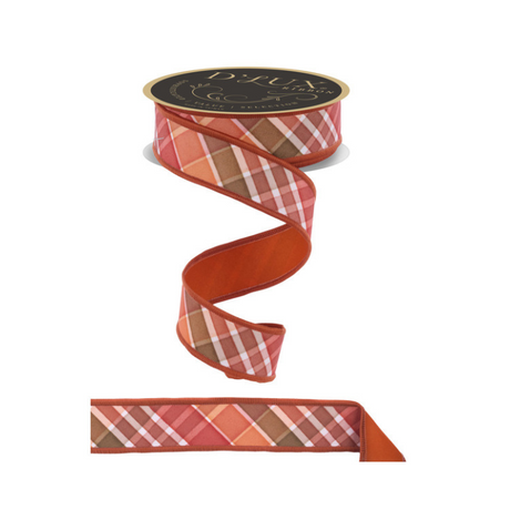 D'Lux 1.5" x 10yd Fall Plaid Wired Ribbon – Multi-Colored Fused Ivory, Wired Edge Ribbon-LX1110RT Craig Bachman