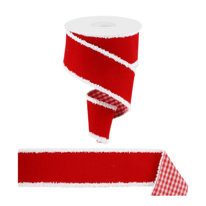 Red Velvet Gingham Ribbon 2.5"x10yd | Wired Christmas Ribbon-RGX0060F3 Craig Bachman