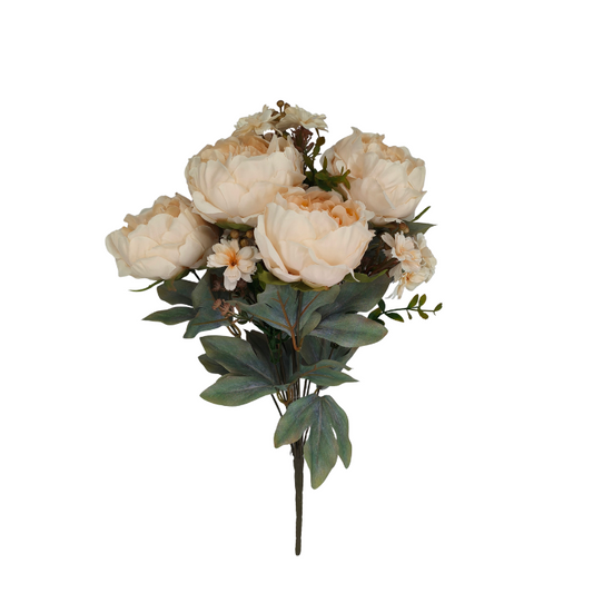 23" Artificial Beige Peony Bush – 10 Bloom Silk Flower Stems-85323-BEIGE Golden Bell