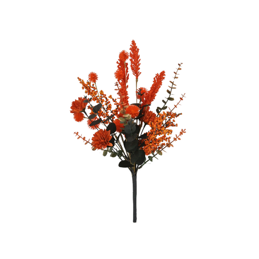 19" Artificial Fall Mum and Berry Bush – Autumn Floral Pick-65175-OR Golden Bell