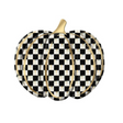 Metal Checkered Pumpkin – 12"x11" Embossed Black & White Plaid Fall Decor with Gold Accents-MD165902 Craig Bachman