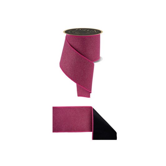 D’Lux 4" Fuchsia/Pink Glitter Wired Ribbon – Fine Sparkle Fused Fabric Ribbon for Christmas-LX309983 Craig Bachman