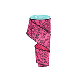 Halloween Ribbon Fuchsia & Black | 2.5"x10yd Glitter Vine Wired Craft Trim-RGF131583 Craig Bachman