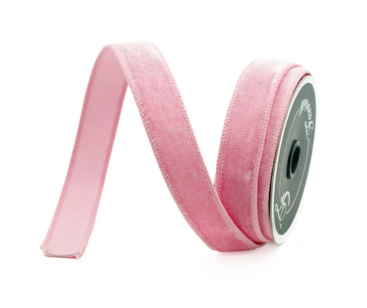Luxurious Farrisilk 1" x 10 yd Baby Pink Velvet Wired Ribbon | Premium Holiday Craft Supply-RA008-64 Farrisilk