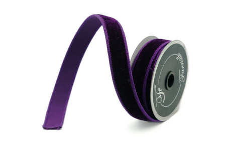 Luxurious Farrisilk 1" x 10 yd Purple Velvet Wired Ribbon | Premium Holiday Craft Supply-RG008-27 Farrisilk