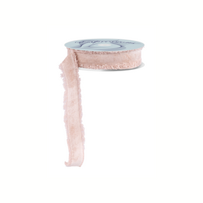 1" Natural Frayed Velvet Ribbon | Non-Wired Trim for Gifts & Florals-RN591018 Craig Bachman
