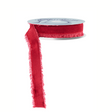 1" Burgundy Frayed Velvet Ribbon | Non-Wired Trim for Gifts & Florals-RN591005 Craig Bachman