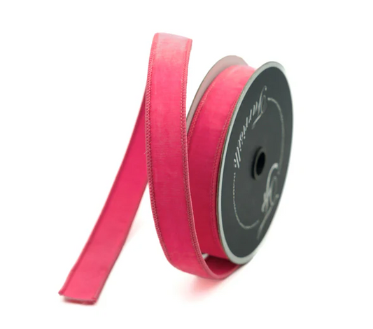 Luxurious Farrisilk 1" x 10 yd Bubblegum Pink Velvet Wired Ribbon | Premium Holiday Craft Supply-RA008-74 Farrisilk