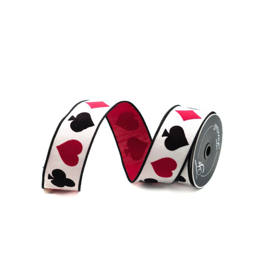 Farrisilk 2.5"x10yd Sweet Suits Ribbon – Red Black White Wired Valentine & Party Ribbon-RK249-94 Farrisilk