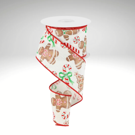 Gingerbread Christmas Ribbon | 2.5"x10yd Cotton Burlap Wired Bow Ribbon-RG0185837 Craig Bachman