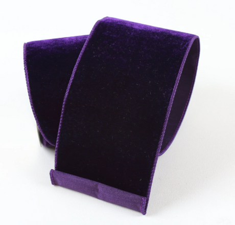 Luxurious Farrisilk 2.5" Purple Velvet Wired Ribbon | Premium Craft Supply for Holiday and Event Decor-RG803-27 Farrisilk