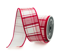 Load image into Gallery viewer, 2.5 Inch Red Julian Plaid Farrisilk Wired Ribbon - Ideal for Christmas Decor, Wreath Making, and Festive Crafts&quot;