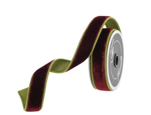 1"x10yd Farrisilk 2-Tone Velvet Wired Ribbon Burgundy/Olive – Luxury Holiday Ribbon-RK130-05 Farrisilk