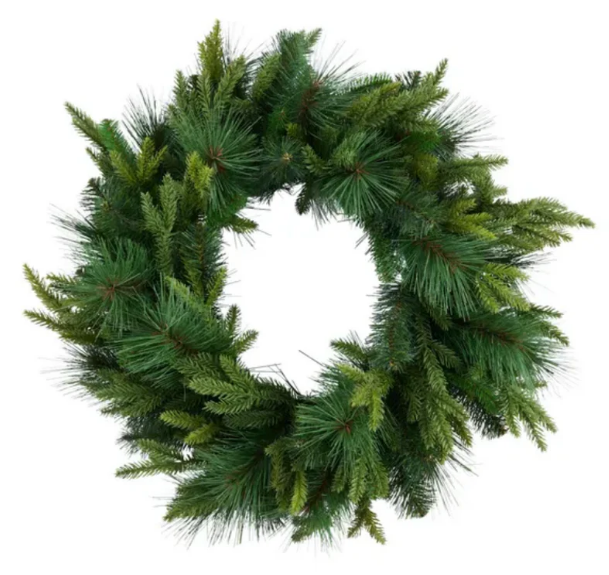 24 Inch Mixed Pine Wreath UV Protected Artificial Evergreen Wreath-XX9149 Craig Bachman