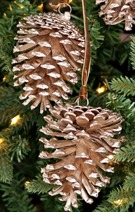 Glittered Pinecone Trio Cluster | Champagne/Taupe Ornament with Bell | 19" Cluster Impressive Enterprises, Inc.
