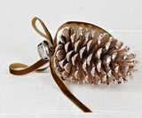 Jumbo Pinecone Bell Ornament | Taupe Velvet Ribbon Hanging Decor | 6" Pinecone-M32878 Impressive Enterprises, Inc.